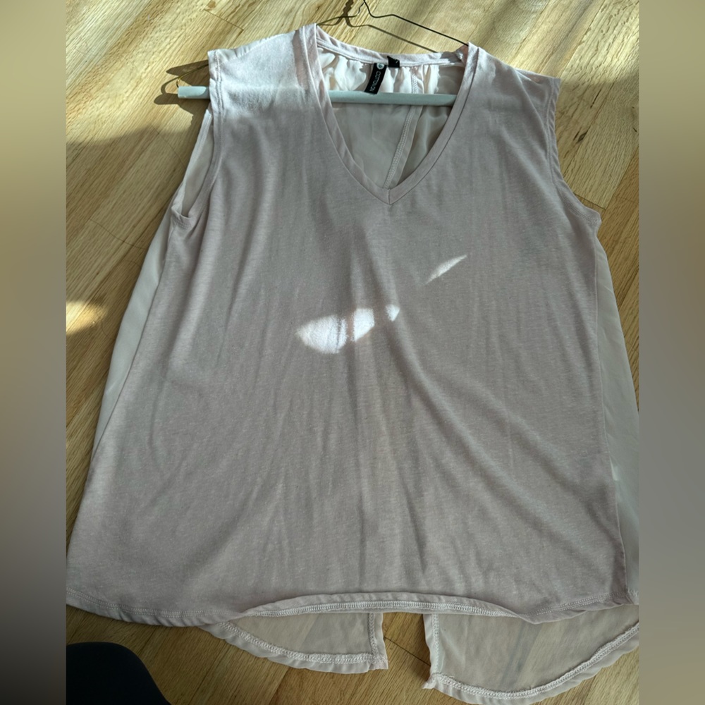 Pink T-shirt material tank with completely open back!